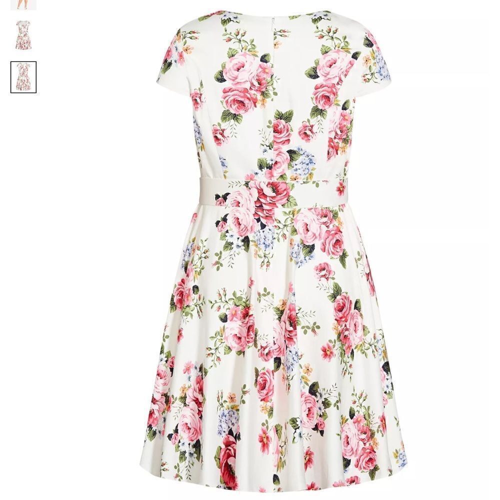 City Chic White Floral Trendy Plus Size Sweet Vintage Style Dress Size Large 20W